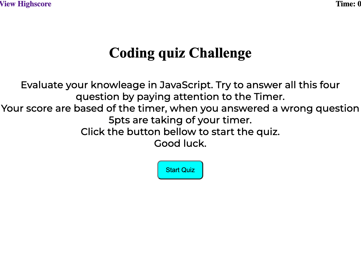 Code-Quiz projects