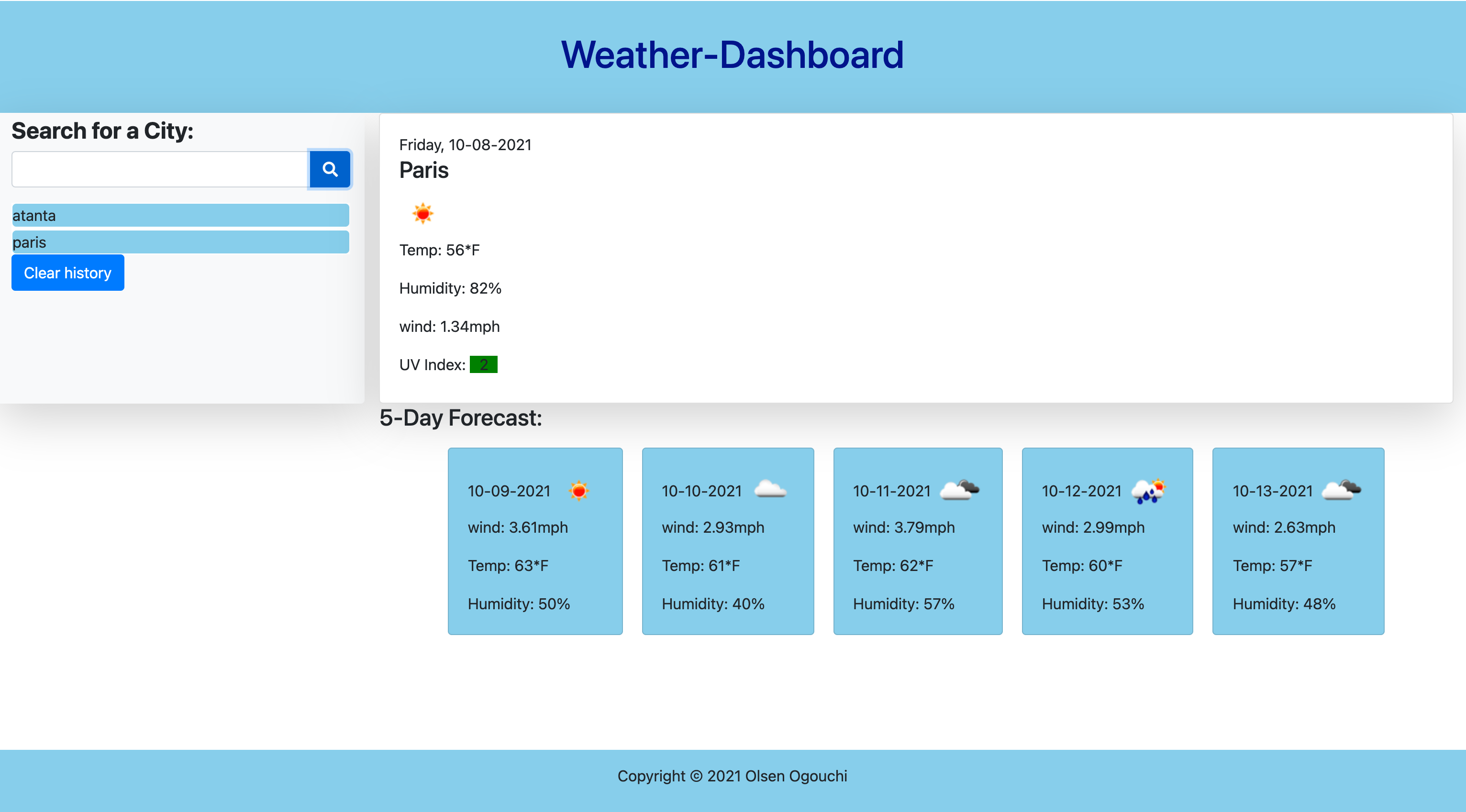 Weather-Dashboard projects